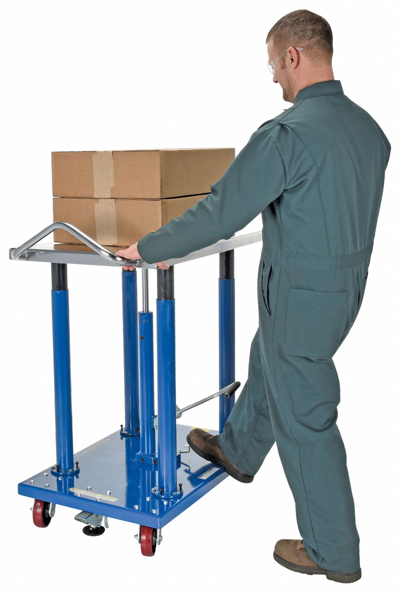 GRAINGER APPROVED Manual Mobile PostLift Table, 2,000 lb Load Capacity