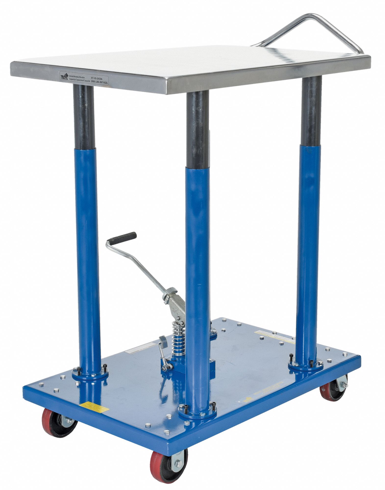 GRAINGER APPROVED Manual Mobile PostLift Table, 2,000 lb Load Capacity