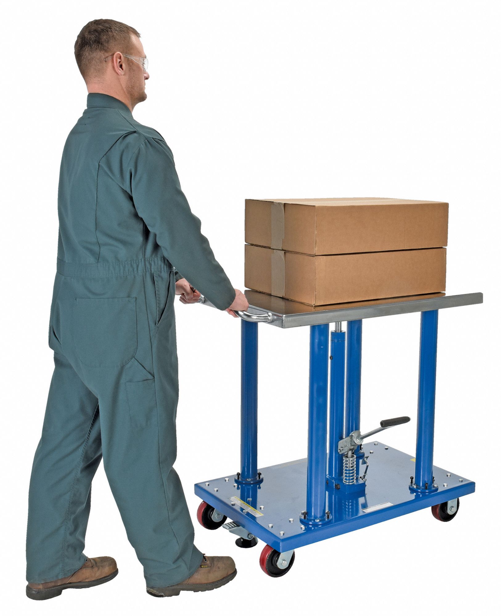 GRAINGER APPROVED Manual Mobile PostLift Table, 2,000 lb Load Capacity