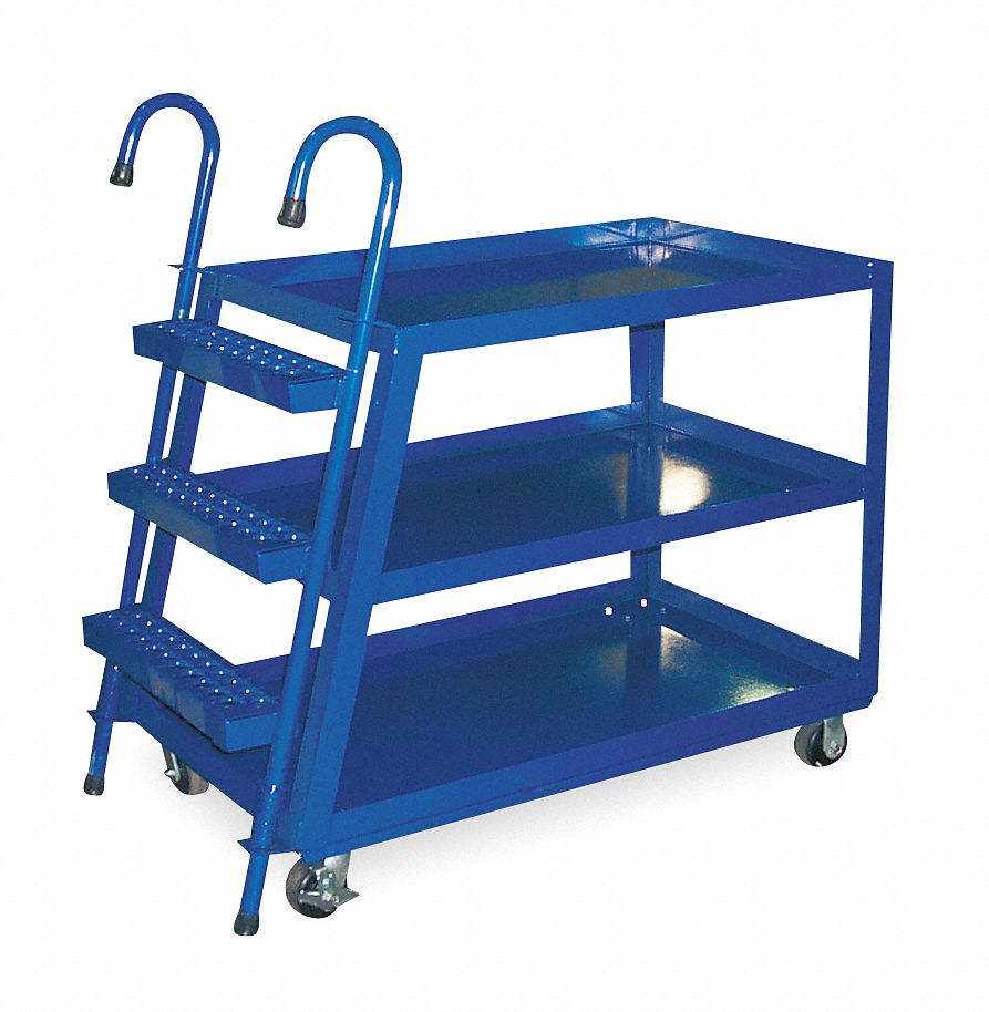 4ZD44 - Stock Picking Ladder Cart 1000 lb Blue