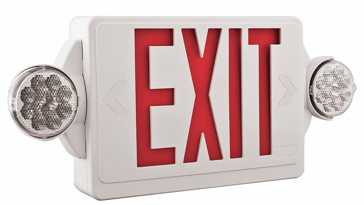 Lithonia Lighting Exit Sign With Emergency Lights White 2 Faces Red Led Wallendceiling 9655