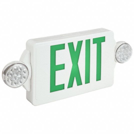 White, 2 Faces, Exit Sign with Emergency Lights - 4ZDA8|LHQM LED G ...