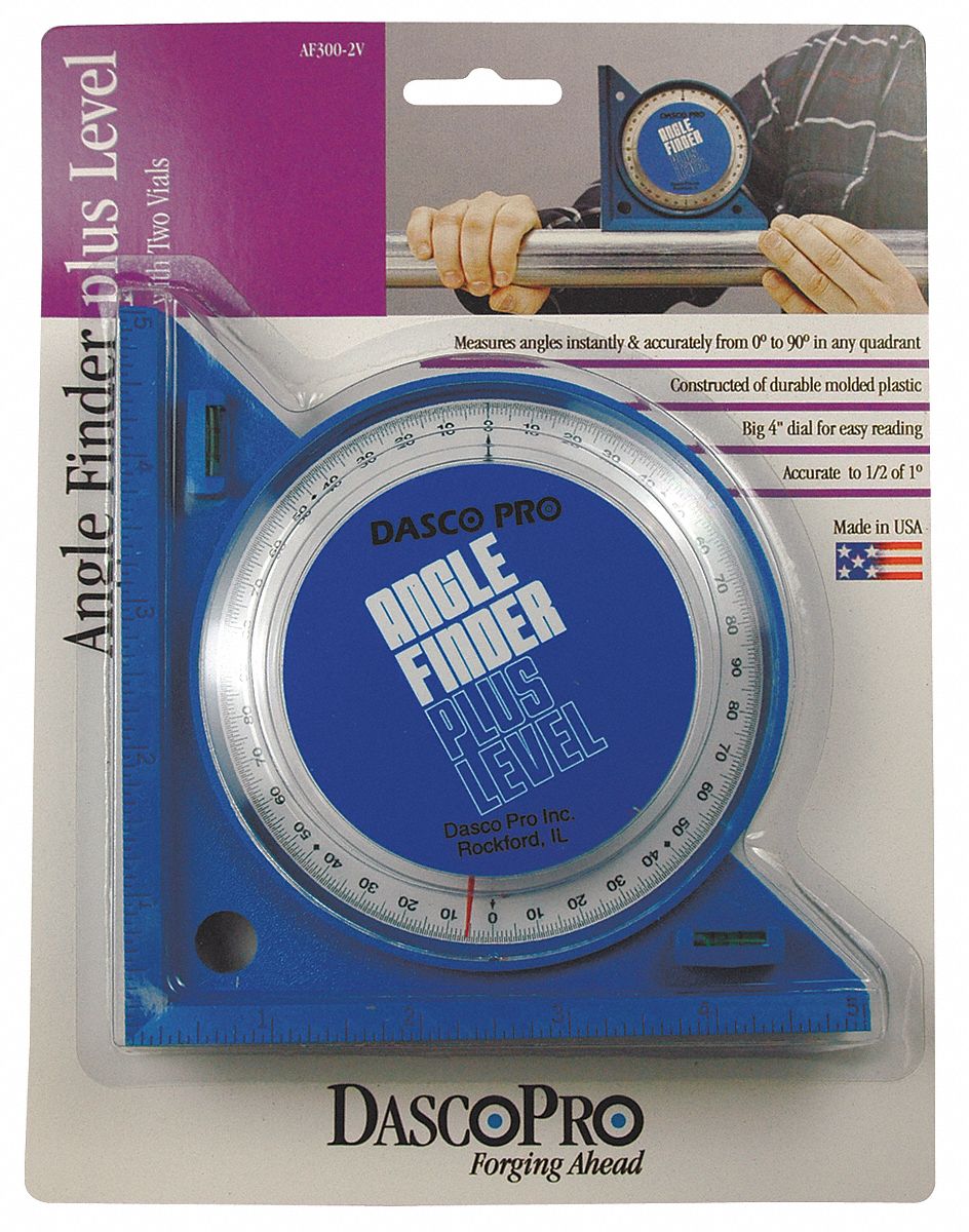 DASCO PRO Angle Finder, 90 Deg, 2 Vials, 5 In Base 4ZDV7AF3002V
