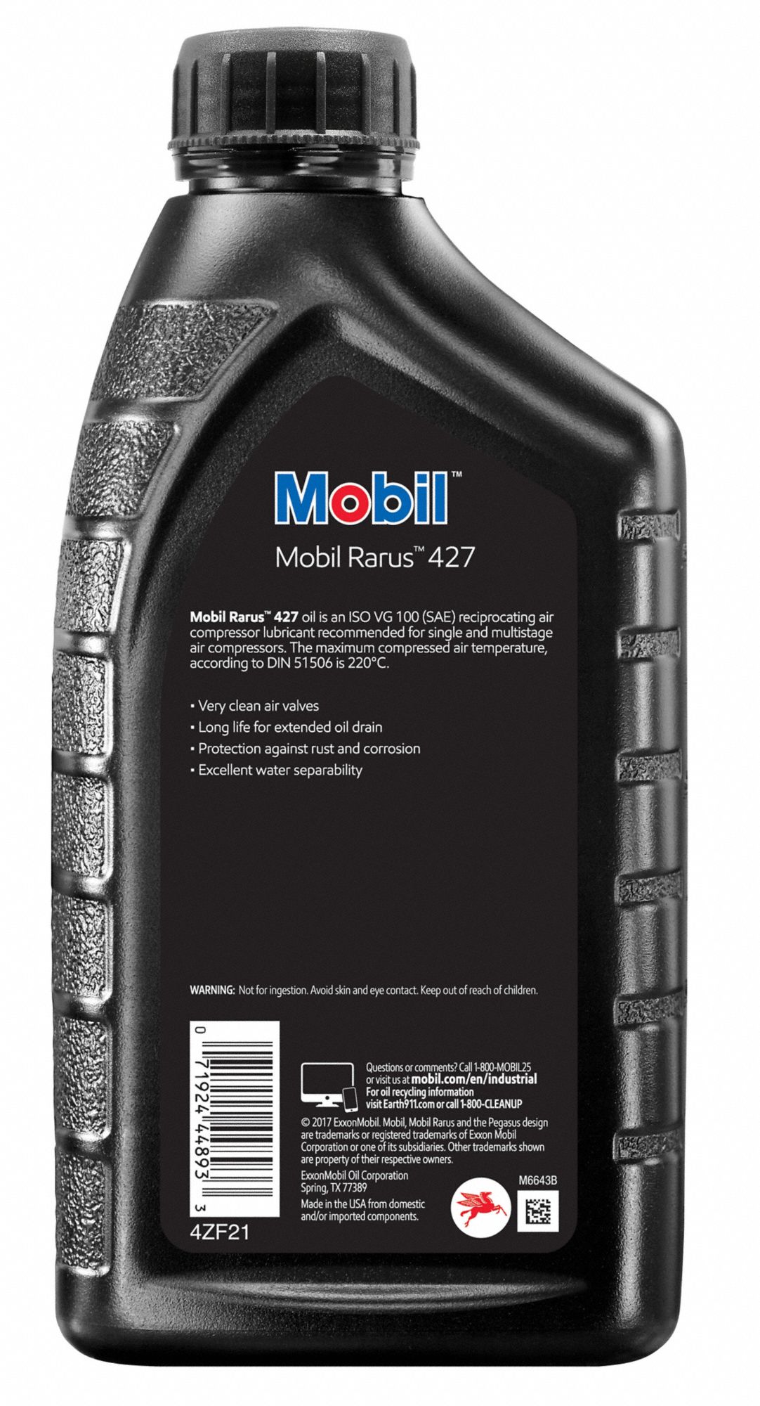 MOBIL NonDetergent Compressor Oil 1 qt, Bottle, 30 SAE Grade, 100 ISO