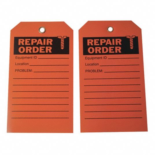 GRAINGER APPROVED Repair Tag, Polyester, Height: 7 in, Width: 4 in ...