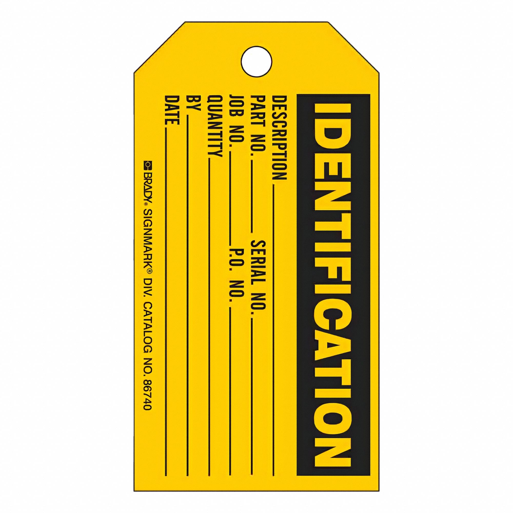Tag: Identification, 5 3/4 in Wd, 3 in Ht, Black/Yellow, Rectangle, Paper, Indoor, English, 100 PK