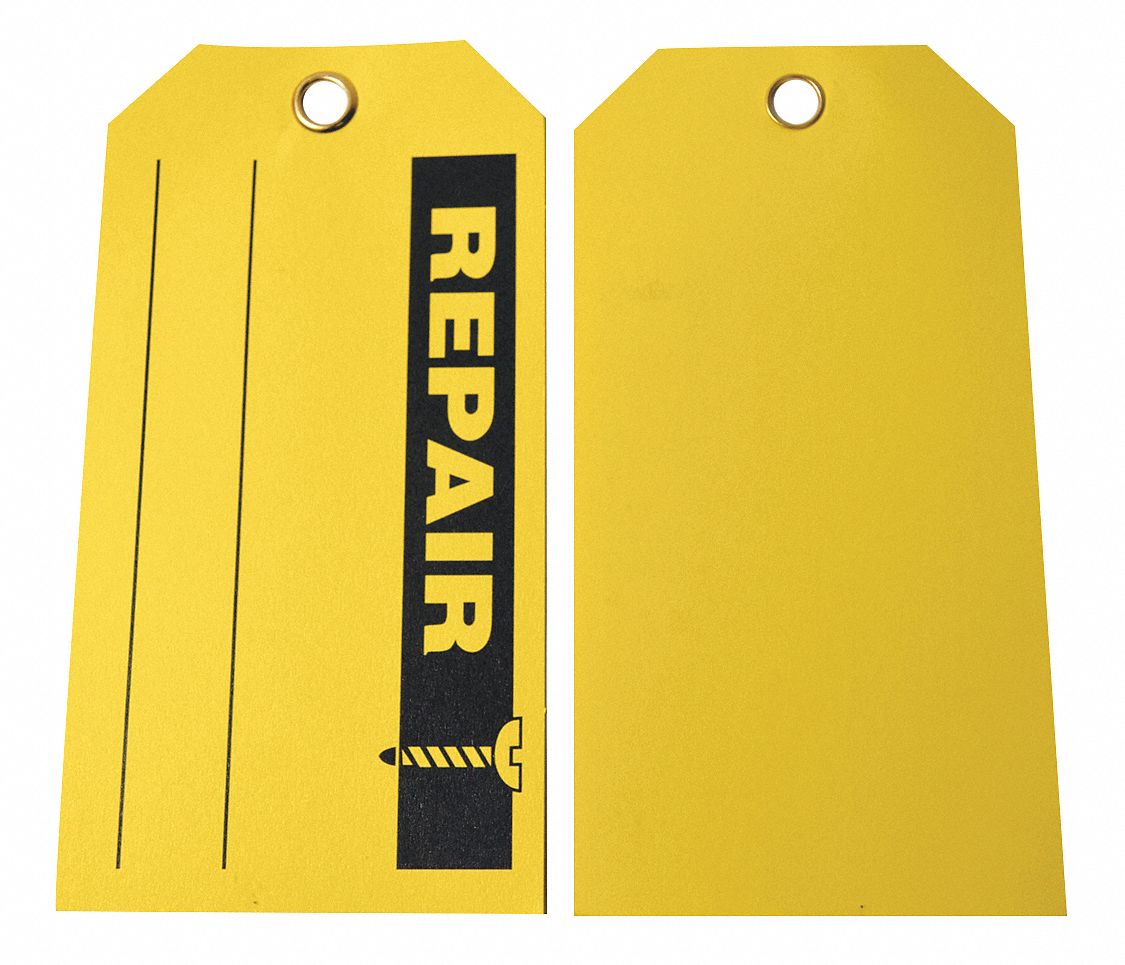 GRAINGER APPROVED Repair Tag, Cardstock, Height 3 in, Width 5 3/4 in