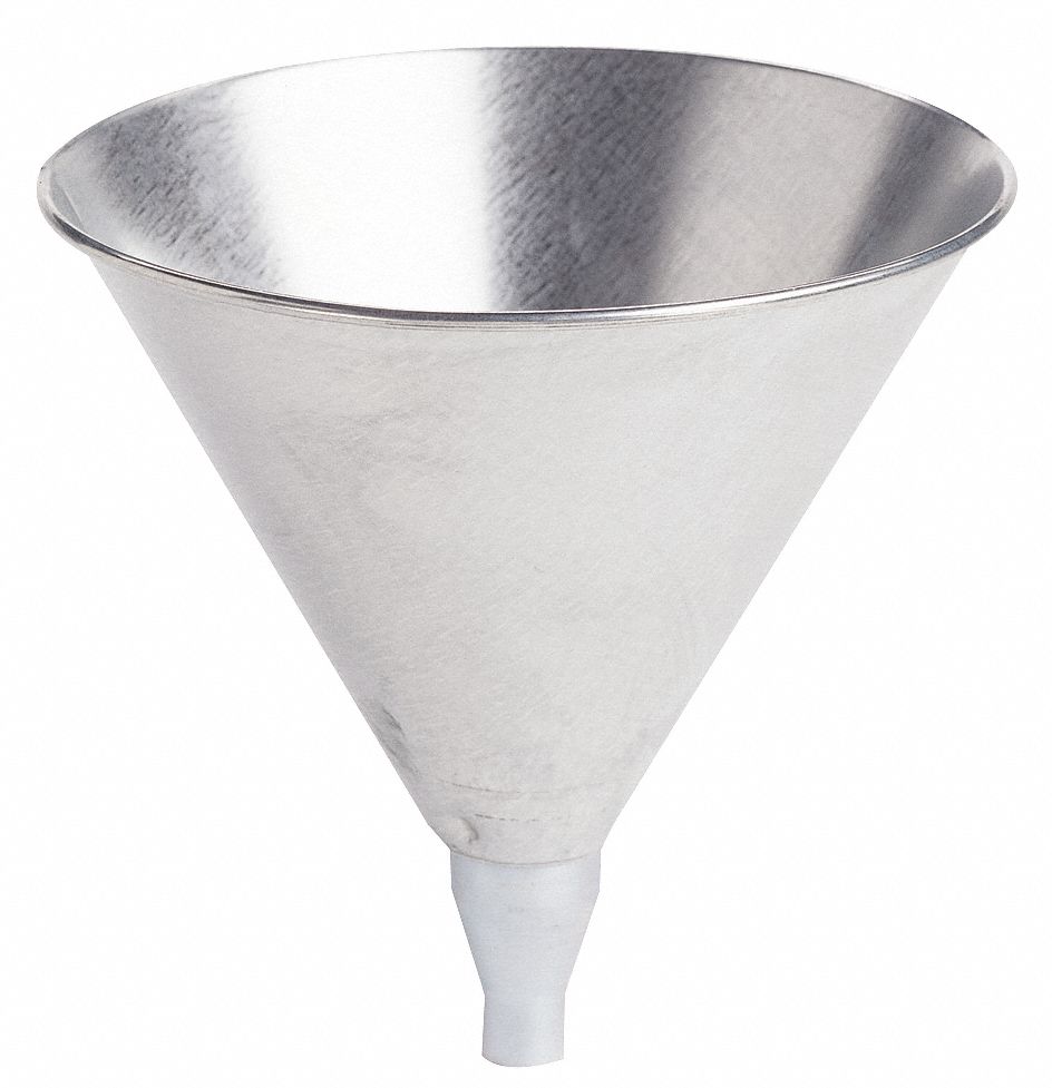 OFFSET FUNNEL, STEEL, 32 FL OZ FLUID CAPACITY, 6 IN OVERALL DIAMETER, 7 IN OVERALL H, 3 IN SPOUT L