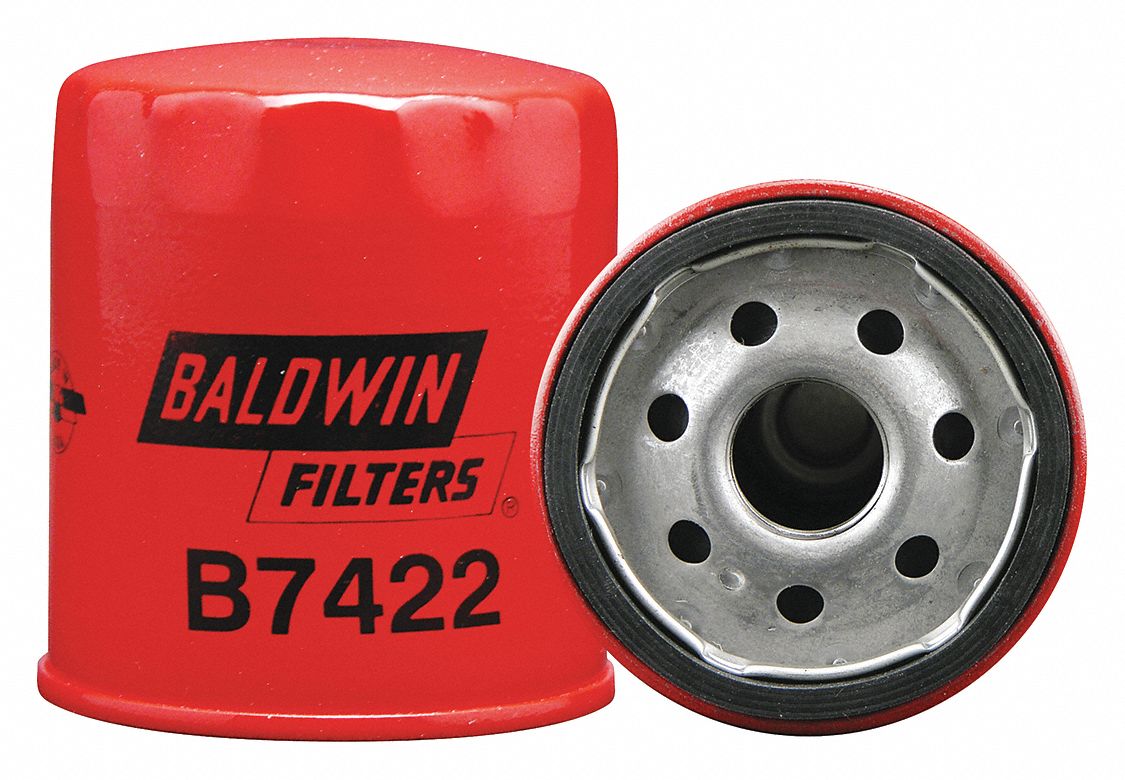 Oil Filter: B7422, M22-1.50 Thread Size, 3 1/2 in Overall Ht, 3 in Outside Dia, Oil