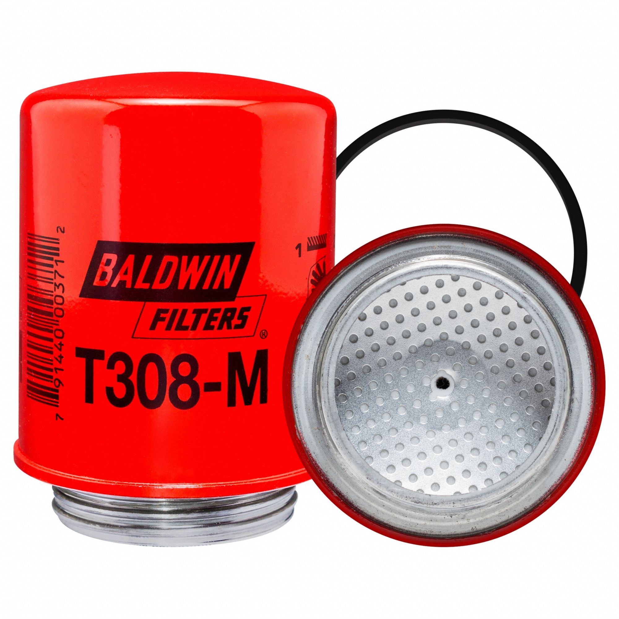 Oil Filter: T308-M, 2 3/4"-5 1/2 Thread Size, 4 7/8 in Overall Ht, Oil, Cellulose