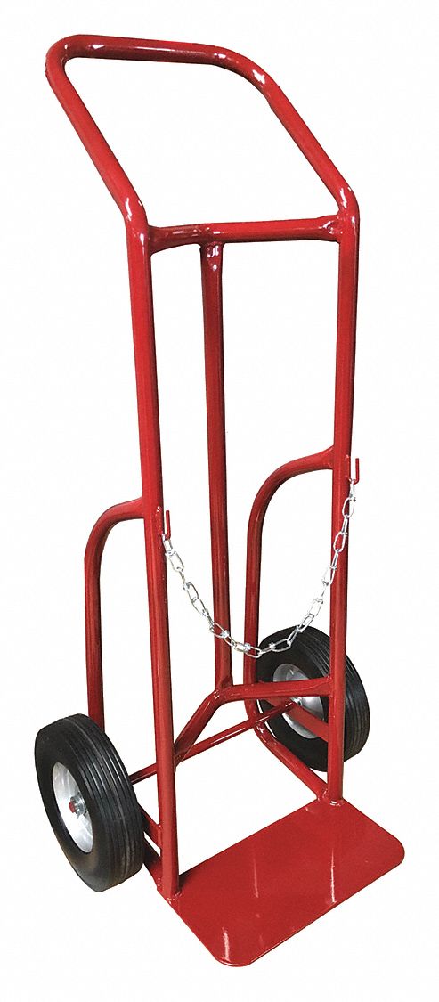STANDARD CYLINDER HAND TRUCK, 1 CYLINDER CAPACITY, 500 LB LOAD CAPACITY, 7¼ X 14 IN, CHAIN