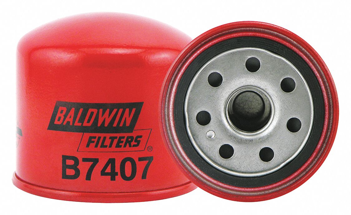 Oil Filter: B7407, M20-1.50 Thread Size, 2 13/16 in Overall Ht, Oil, Cellulose