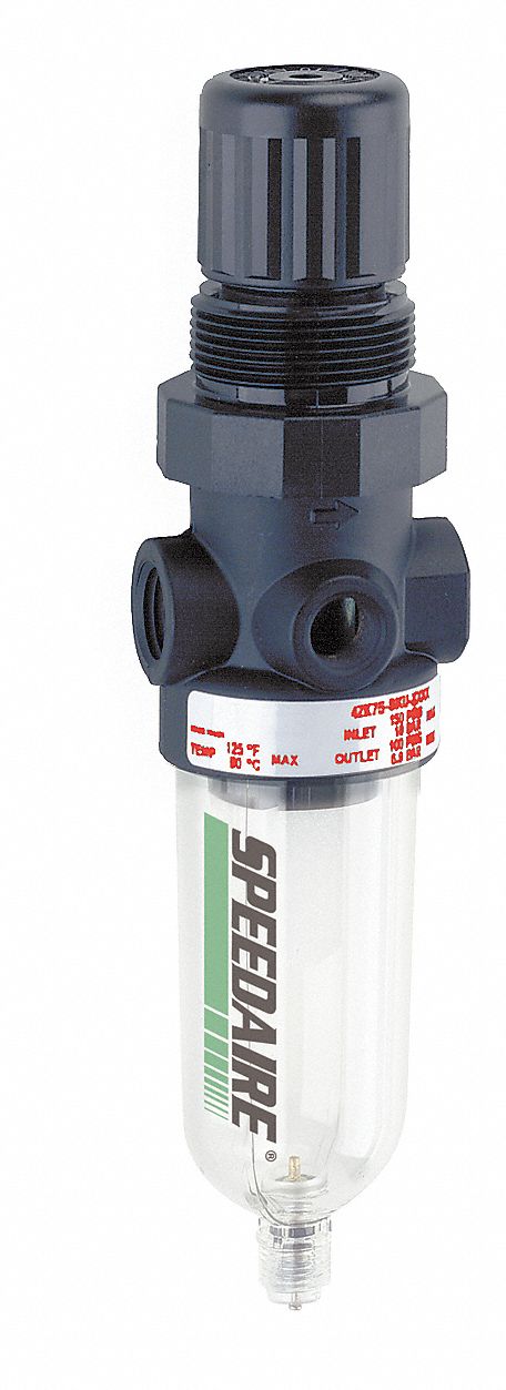 FILTER-REGULATOR, 1/8 IN NPT THREAD, 13 CFM, 5 MICRON, 5 PSI TO 125 PSI, 150 PSI MAXIMUM OPERATING PRESSURE