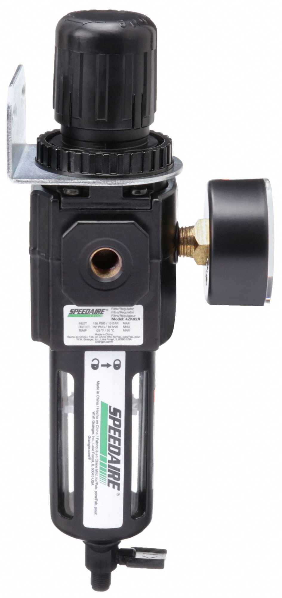 SPEEDAIRE Filter-Regulator: 1/4 in NPT, 80 cfm, 40 micron, 5 psi to 150  psi, 150 psi Max Op Pressure