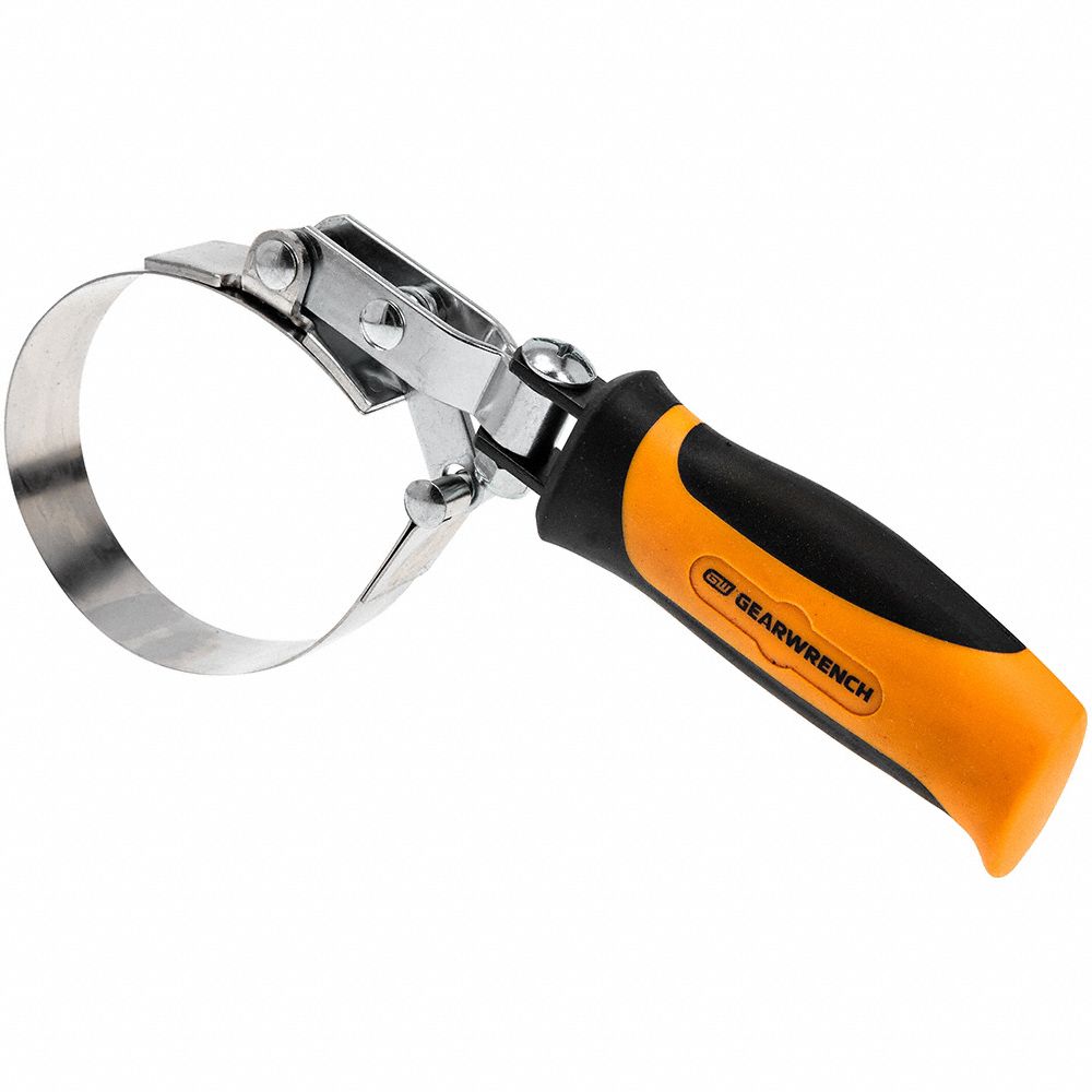 Filter Wrench: Alloy Steel Strap, 1 1/2 in Strap Wd, 1/2 in Drive Size