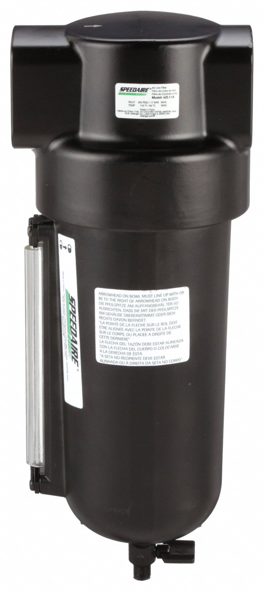 SPEEDAIRE, Particulate, 1 1/2 in NPT, Compressed Air Filter 4ZL11