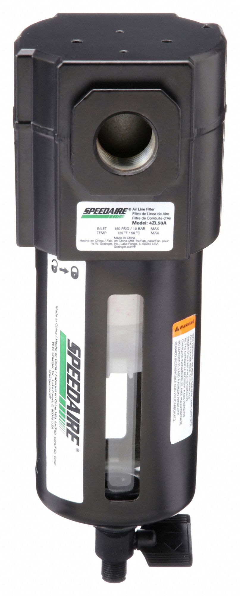SPEEDAIRE, Particulate, 1/2 in NPT, Compressed Air Filter 4ZL504ZL50