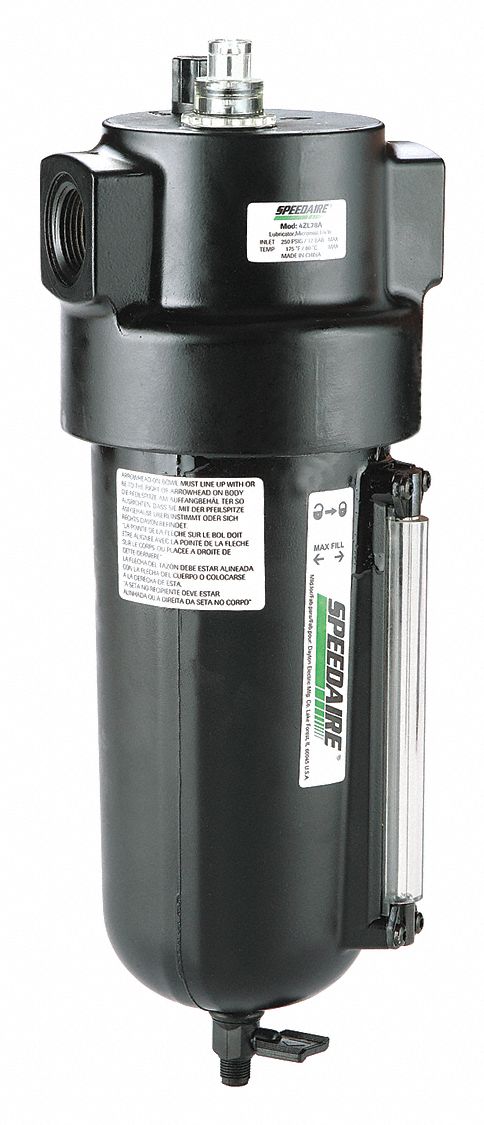 SPEEDAIRE Compressed Air Lubricator: Micro Mist, 1 in NPT, 275 cfm, 250 psi  Max Op Pressure