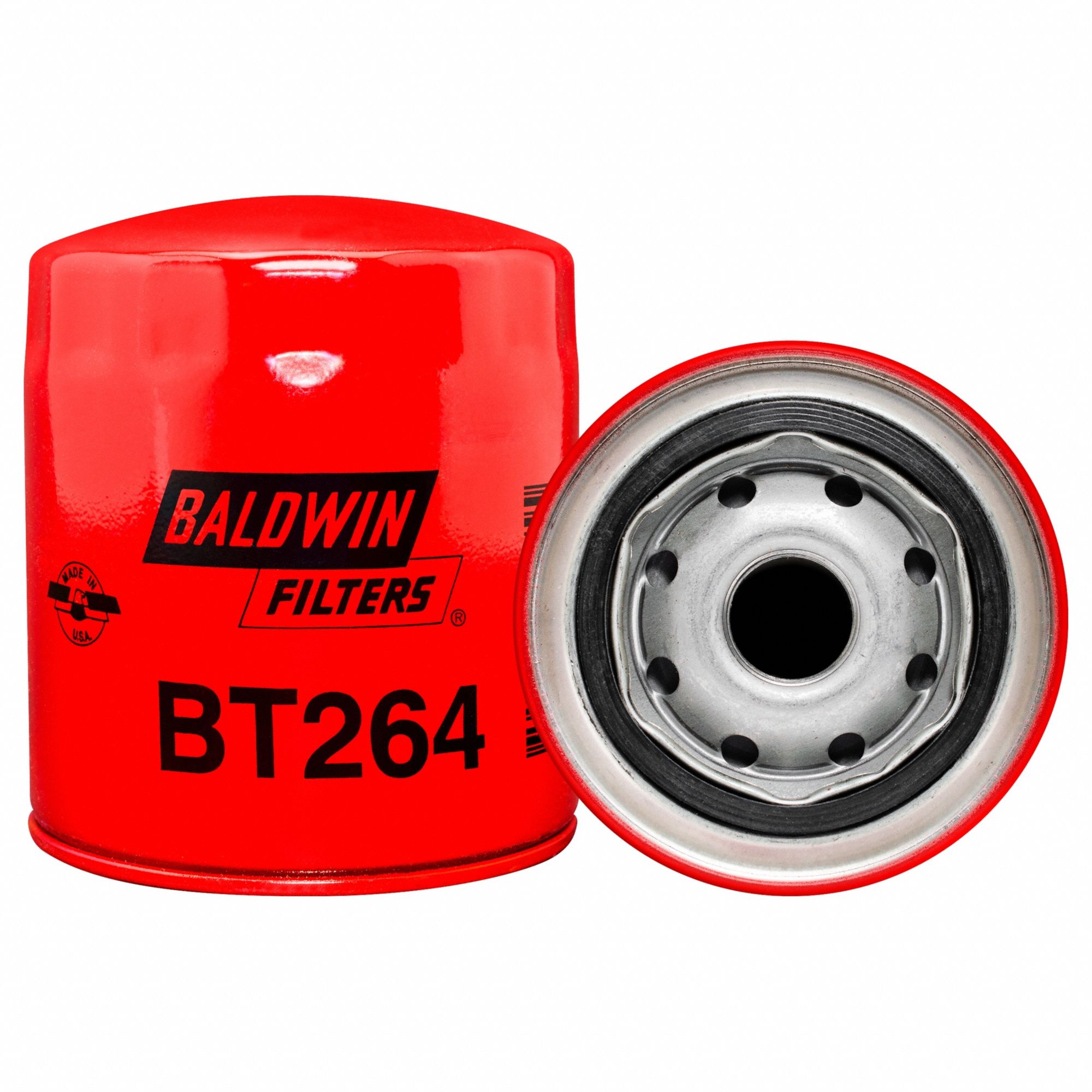 Oil Filter: BT264, 7/8"-14 Thread Size, 4 3/8 in Overall Ht, 3 11/16 in Outside Dia
