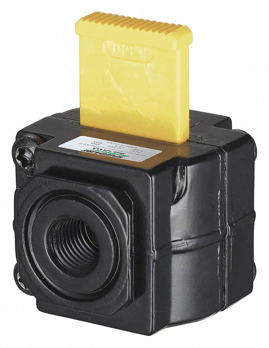 AIR LINE LOCKOUT VALVE, 3/8 IN NPT OUTLET SIZE, 250 PSI MAXIMUM OPERATING PRESSURE, 4ZM25