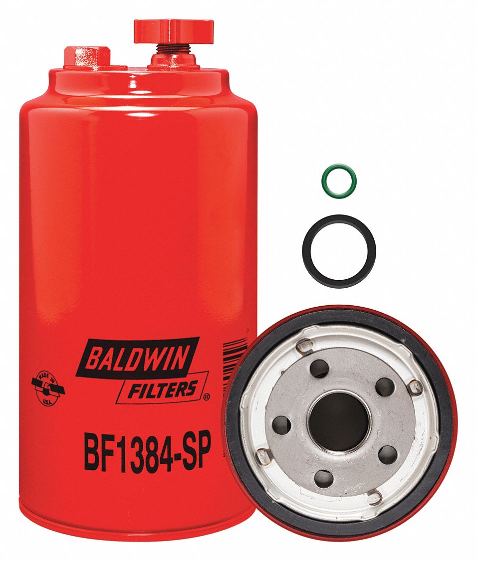 Fuel Filter: Spin-On, 3 11/16 in Outside Dia, 1"-14 Thread Size, Cellulose, Mack