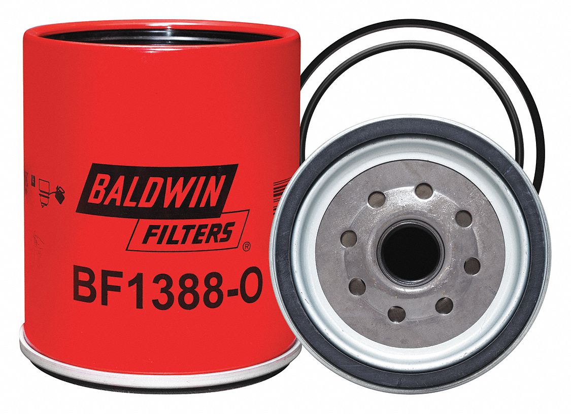 Fuel Filter: Spin-On, 4 1/4 in Outside Dia, 1"-14 Thread Size, Cellulose