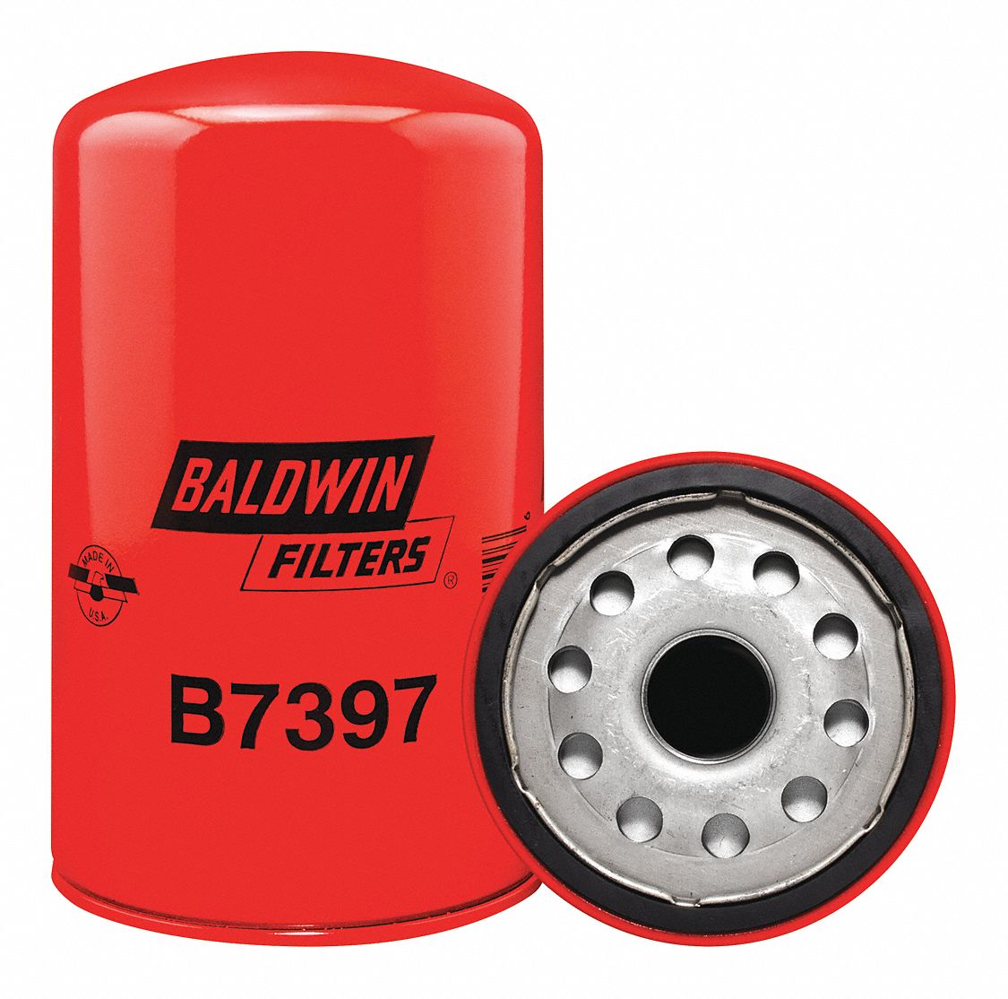 Oil Filter: B7397, 1 1/8"-16 Thread Size, 7 3/8 in Overall Ht, 4 1/4 in Outside Dia