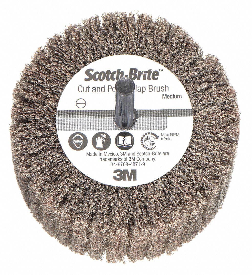 SCOTCH-BRITE, 2 in Dia x 1 in W, 1/4 in Straight-Shank