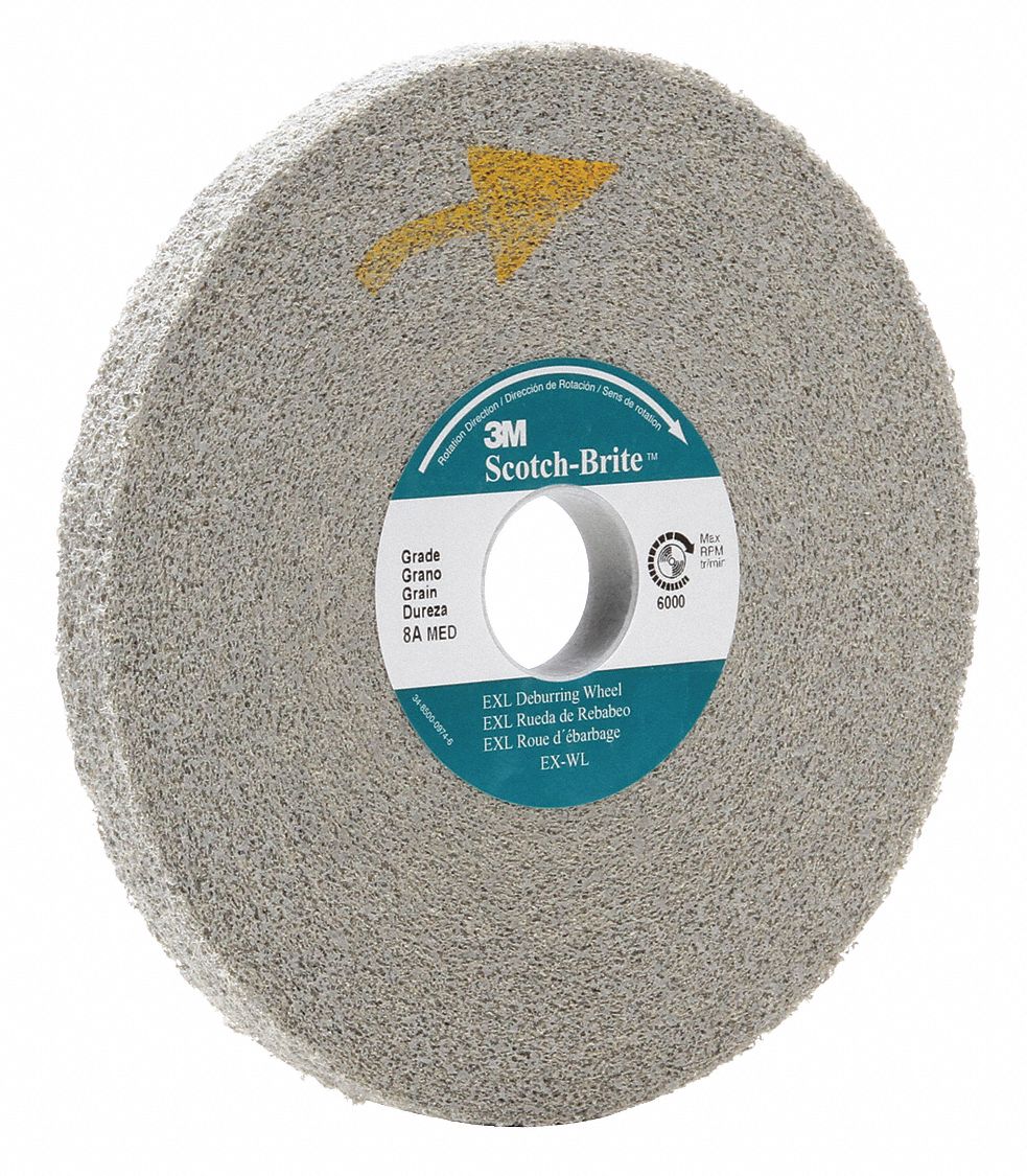 Convolute Wheel: 6 in Dia x 1/2 in W, 1 in Arbor, Aluminum Oxide, Medium, Hard (8)