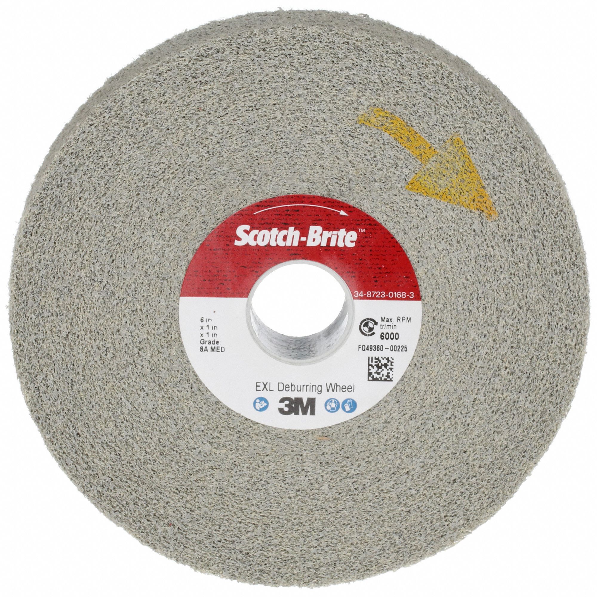 CONVOLUTE WHEEL, 6 IN DIAMETER X 1 IN W, 1 IN ARBOUR, ALUMINUM OXIDE, MEDIUM, HARD (8), XL-WL