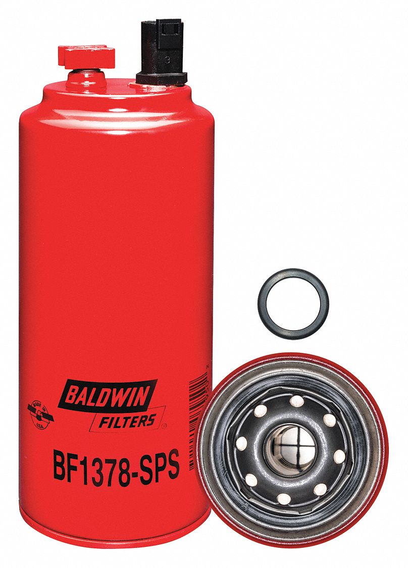 Fuel Filter: Spin-On, 3 3/4 in Outside Dia, 1"-14 Thread Size, Cellulose