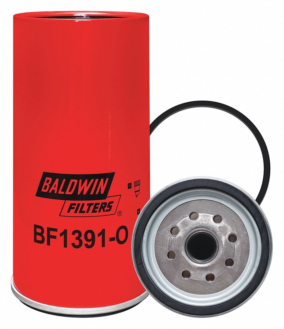 Fuel Filter: Spin-On, 4 1/4 in Outside Dia, 1"-14 Thread Size, Cellulose
