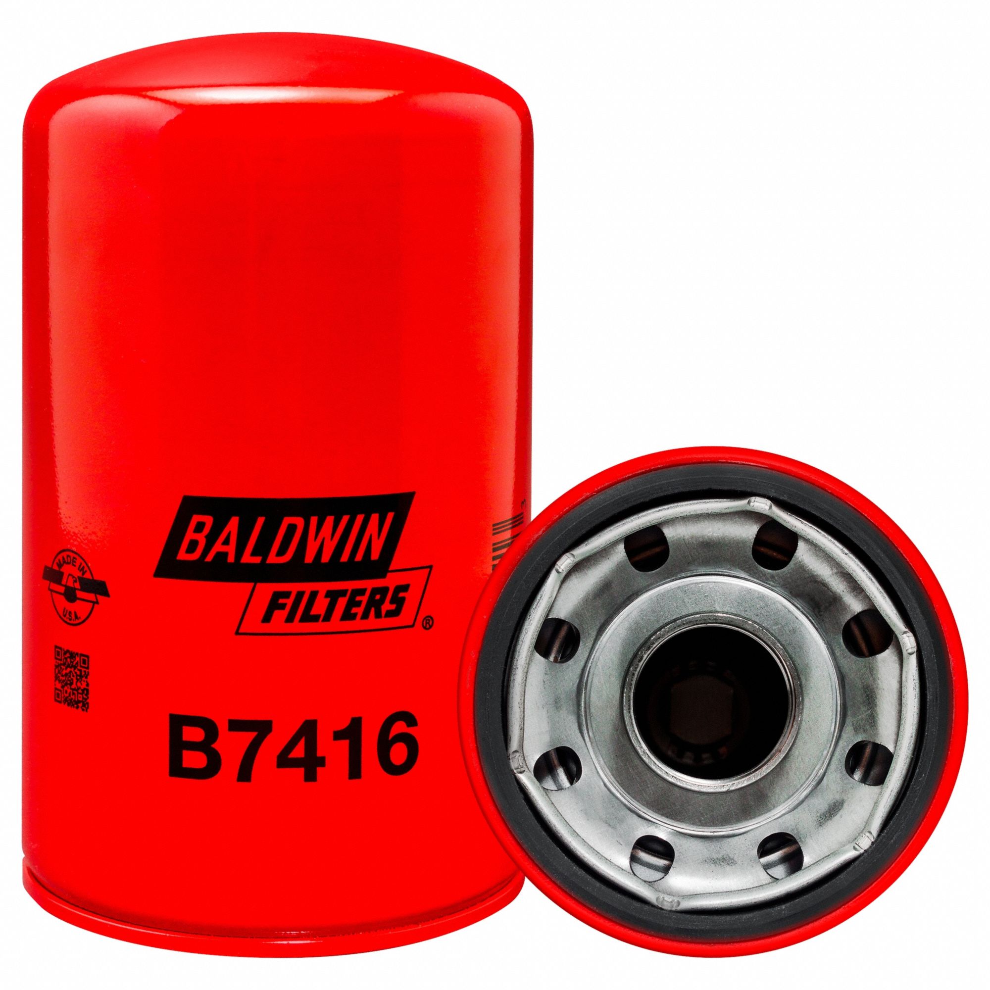 Oil Filter: B7416, 1 1/2"-12 Thread Size, 8 1/8 in Overall Ht, Oil, Case IH, Spin-On