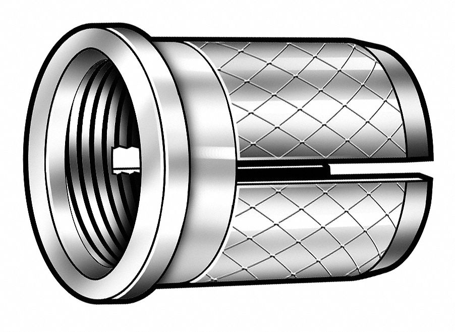 EZ LOK Knurled Press Insert Flanged, 1032 Internal Thread Size, 3/8