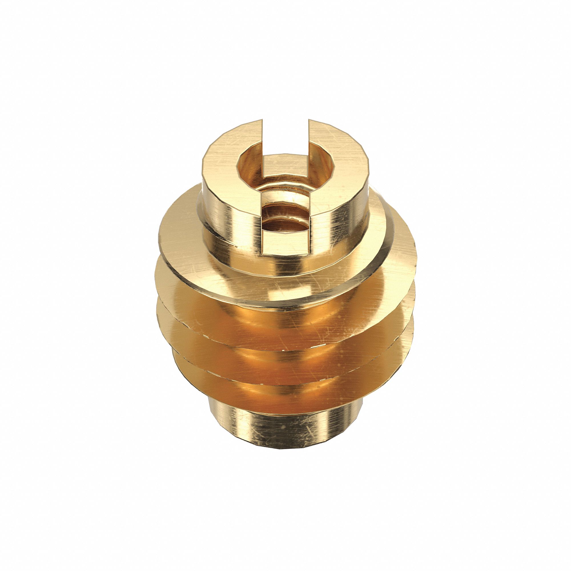 Knife Thread Insert: #4-40 Int Thrd Sz, 3/8 in Overall Lg, 21/64 in Dia, Brass, Plain, Brass, 50 PK