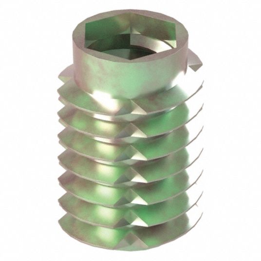 GRAINGER APPROVED Hex Drive Threaded Insert, Flush, Die Cast Zinc Alloy