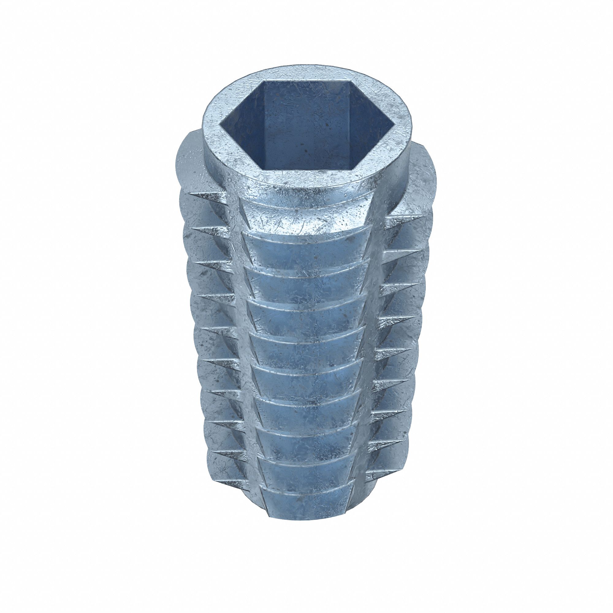 Hex Drive Threaded Insert: 5/16"-18 Int Thrd Sz, 63/64 in Overall Lg, 9/16 in Dia, Zinc Alloy, 50 PK