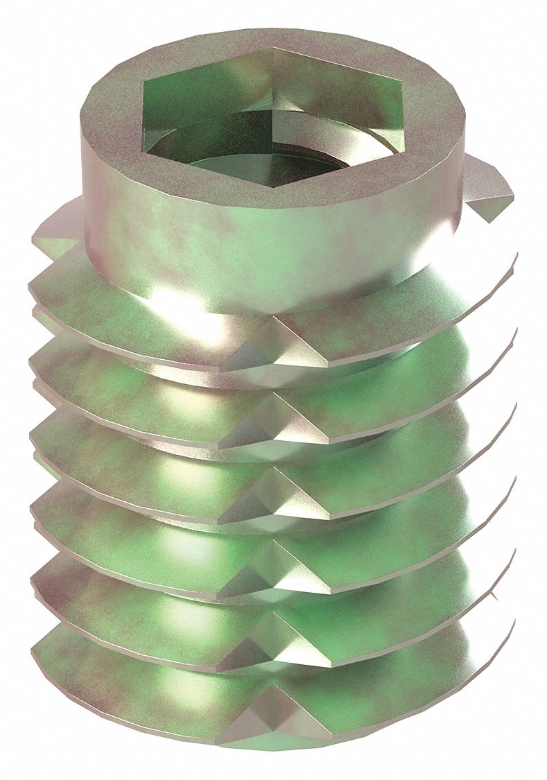 GRAINGER APPROVED Hex Drive Threaded Insert, Flanged, Die Cast Zinc