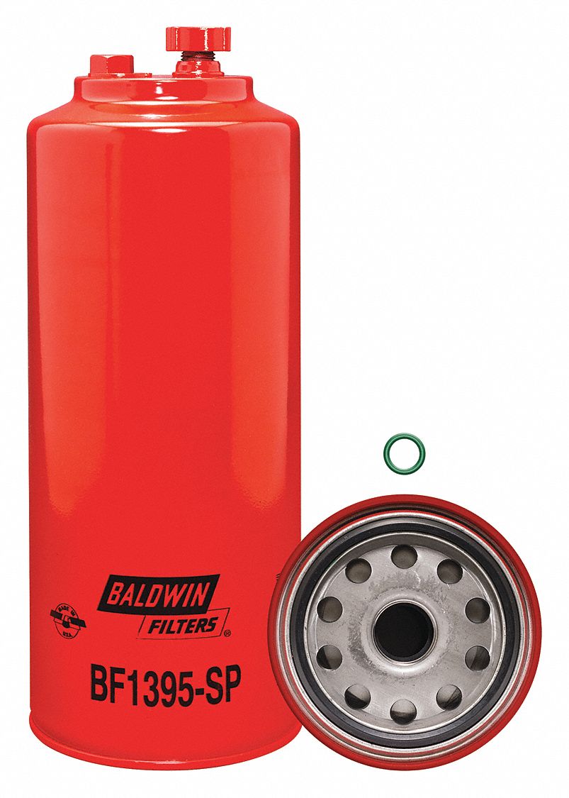 Fuel Filter: Spin-On, 4 5/16 in Outside Dia, 1"-14 Thread Size, Cellulose