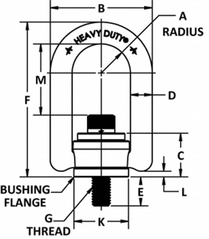 ADB HOIST RINGS ScrewOn Hoist Ring, 7/89 Thread Size, 8,000 lb