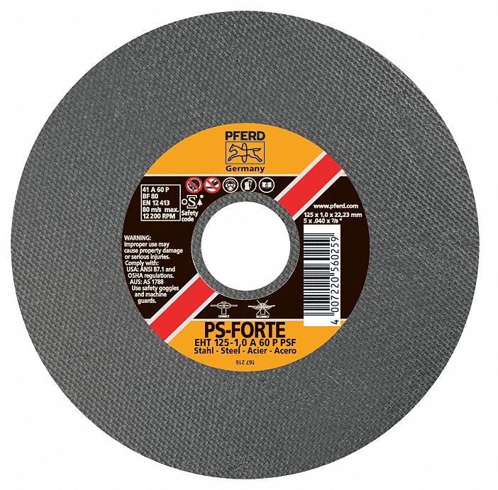 Pferd Disco Da Taglio Piatto EHT 125-1,6 C46 – Per Metallo, Ø 125 Mm, Spessore 1,6 Mm