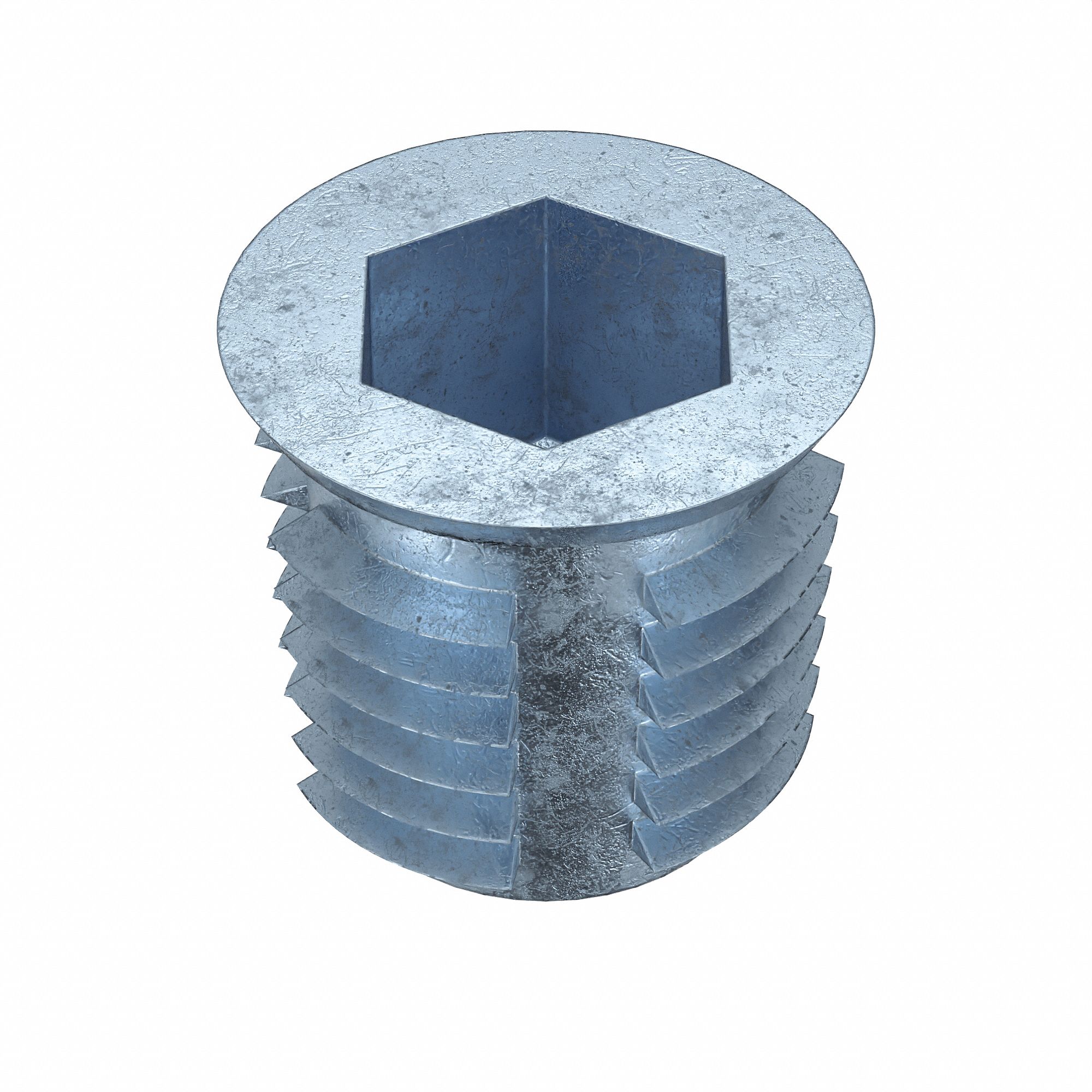 Hex Drive Threaded Insert: M8-1.25 Int Thrd Sz, 13 mm Overall Lg, 14.4 mm Dia, Zinc Alloy, 25 PK