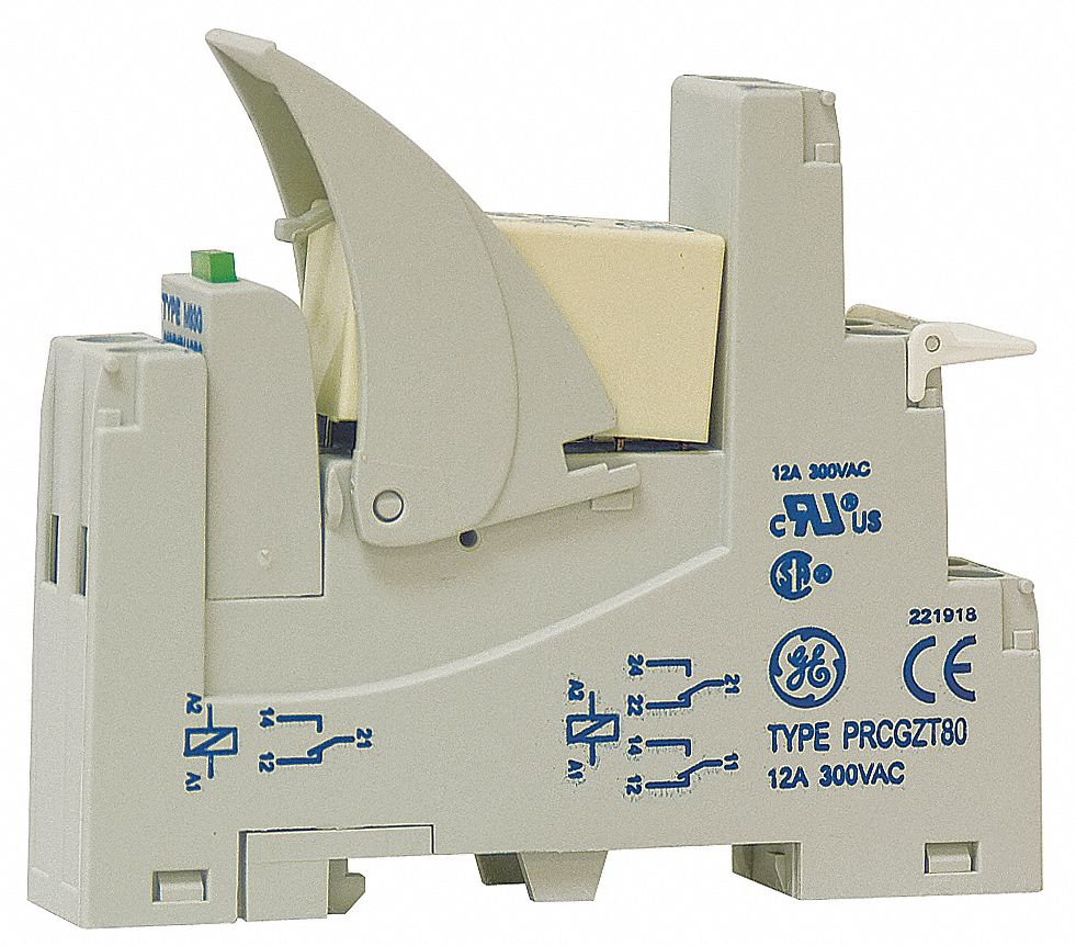 ABB PLC Interface Relay 120V AC, DPDT, Spring Terminal Socket, LED, 3.