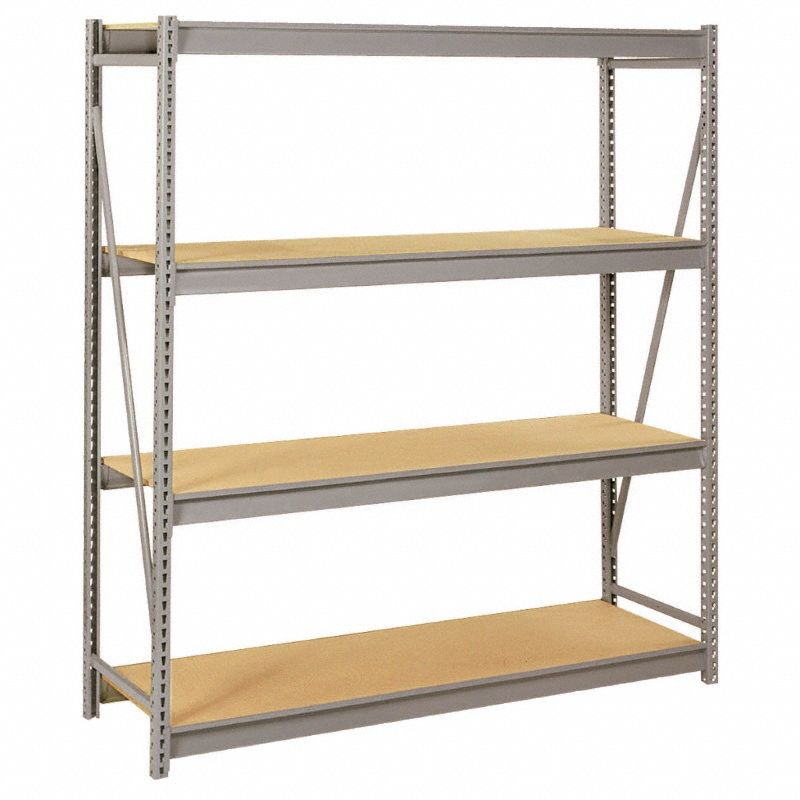 BULK STORAGE RACK, ADD-ON, MEDIUM-DUTY, 72 IN X 48 IN X 96 IN, RIBBED STEEL, 4 SHELVES