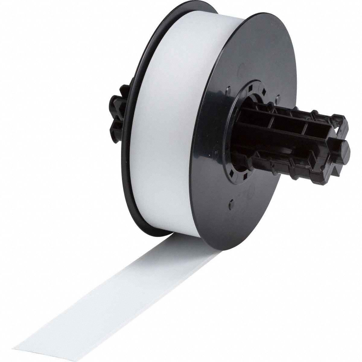 Continuous Label Stock: 1 1/8 in x 110 ft, Vinyl, White (Gloss), Indoor/Outdoor