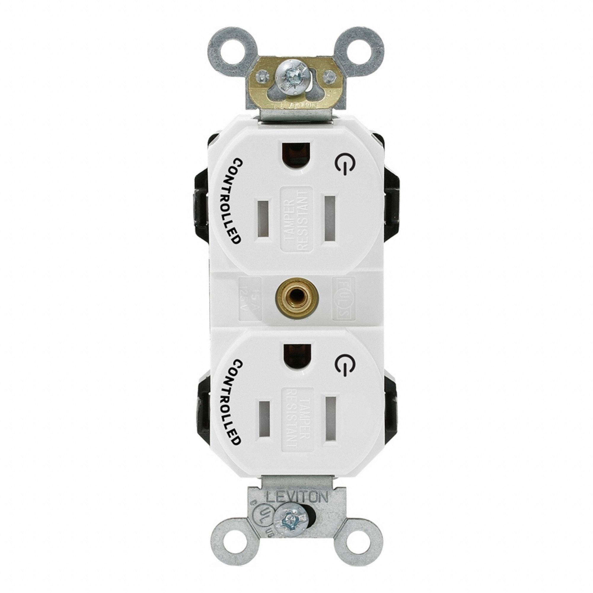 Lev-Lok Rec 15A 125V TR 2Mrk-Ctrl Wht