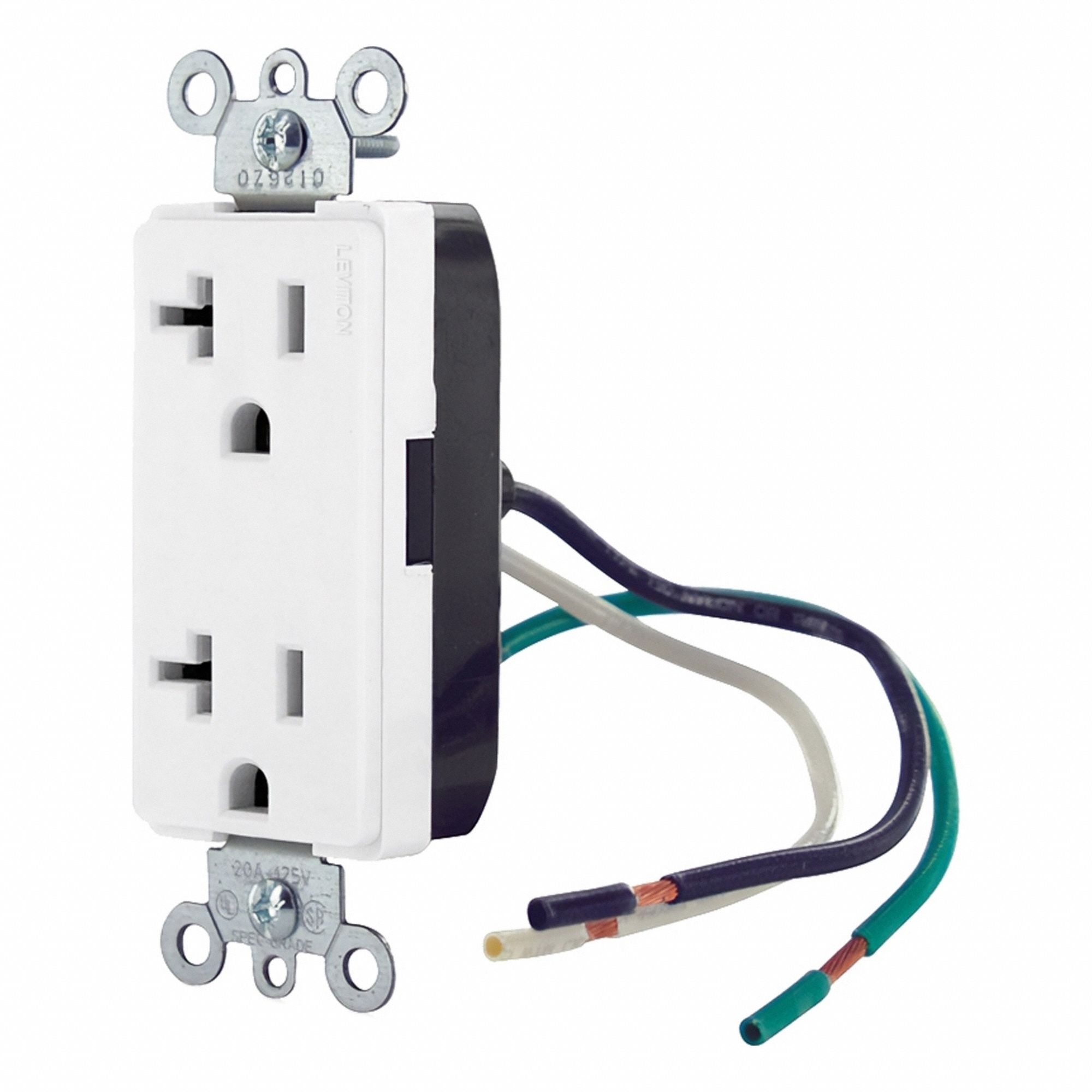 Leaded Dup Rec 20A 125V Self-Gr Wht
