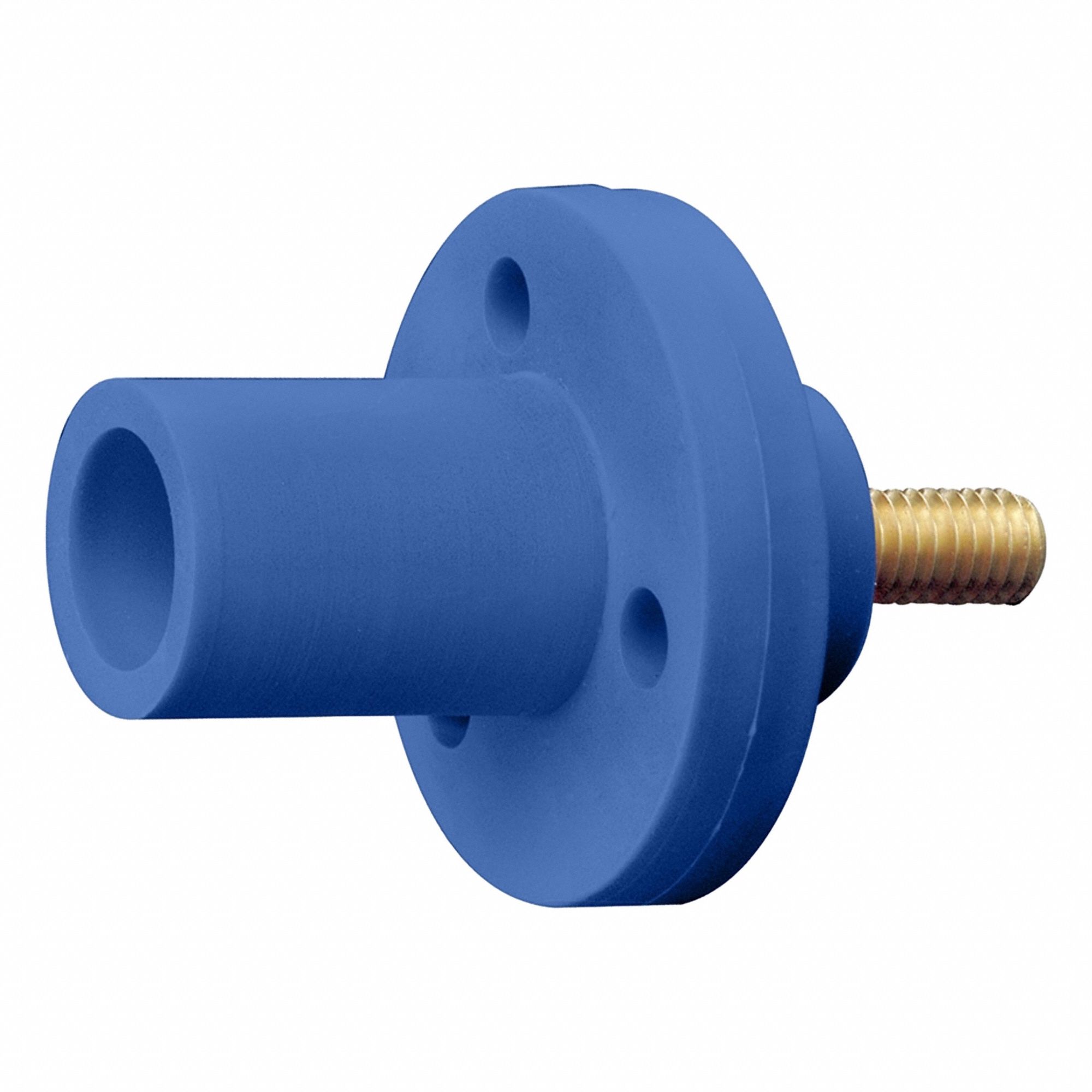 Single Pole Receptacle: For Female Connectors, 150 A, Straight, Blue, Round, Threaded Mounting