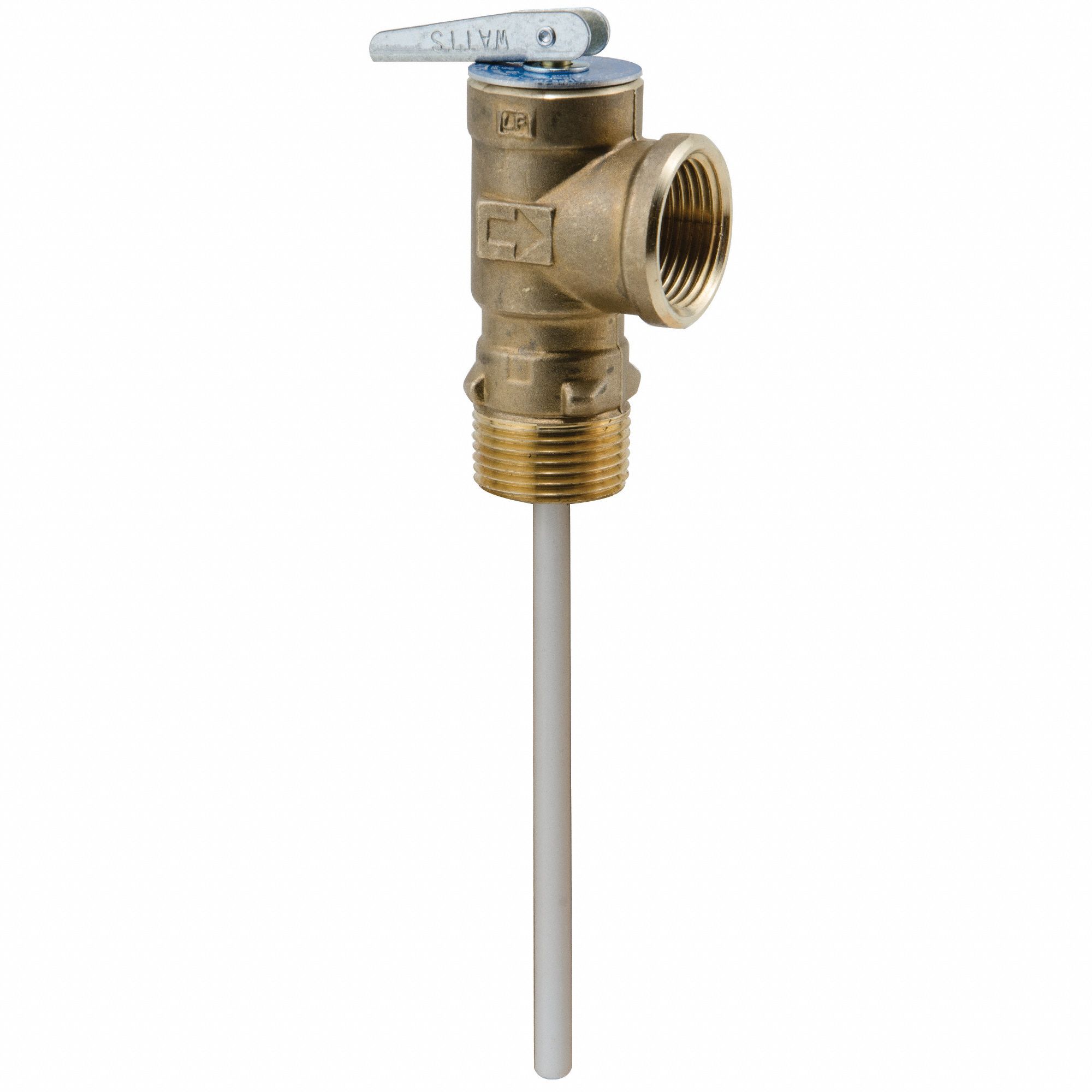 Temperature and Pressure Relief Valve: MNPT x FNPT, 3/4 in x 3/4 in Connection Size, Brass