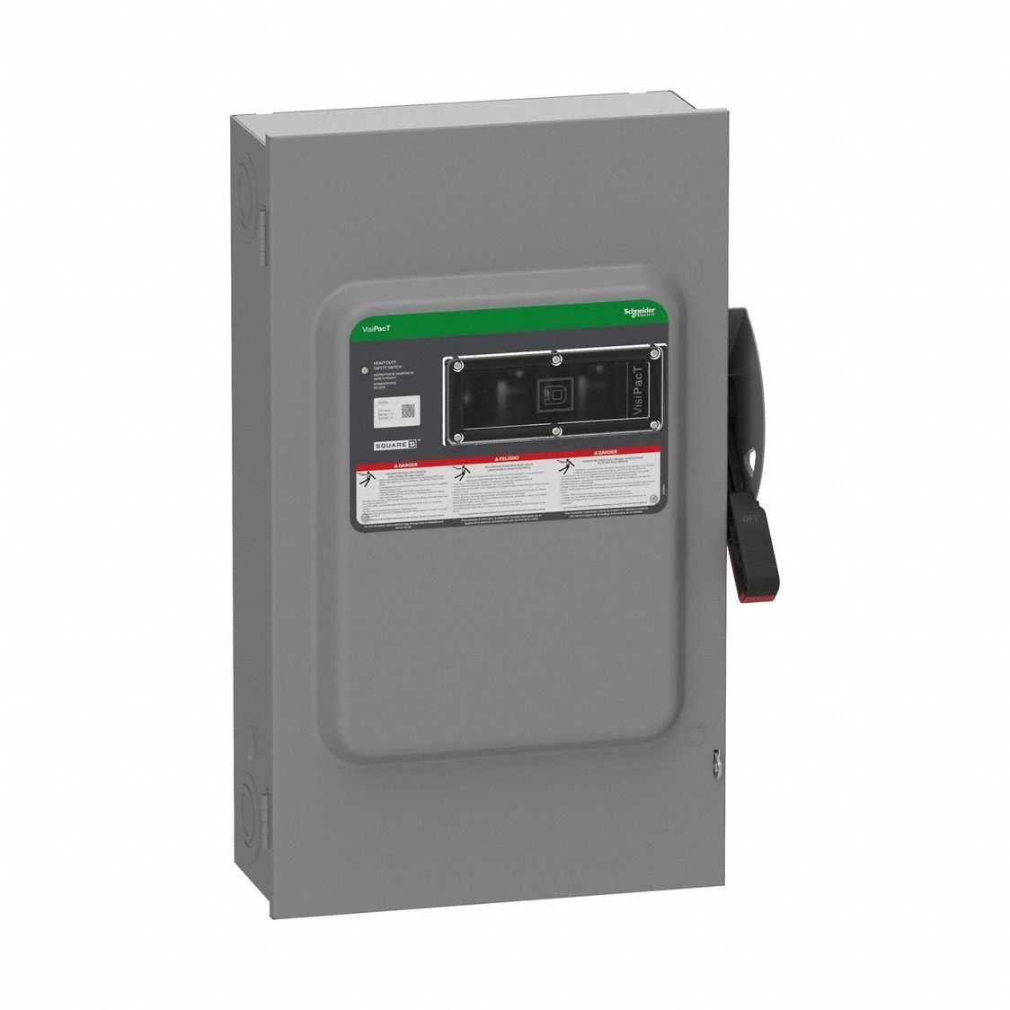 Safety Switch: Fusible, 200 A, Three Phase, 600V AC/DC, Galvanized Steel, Indoor